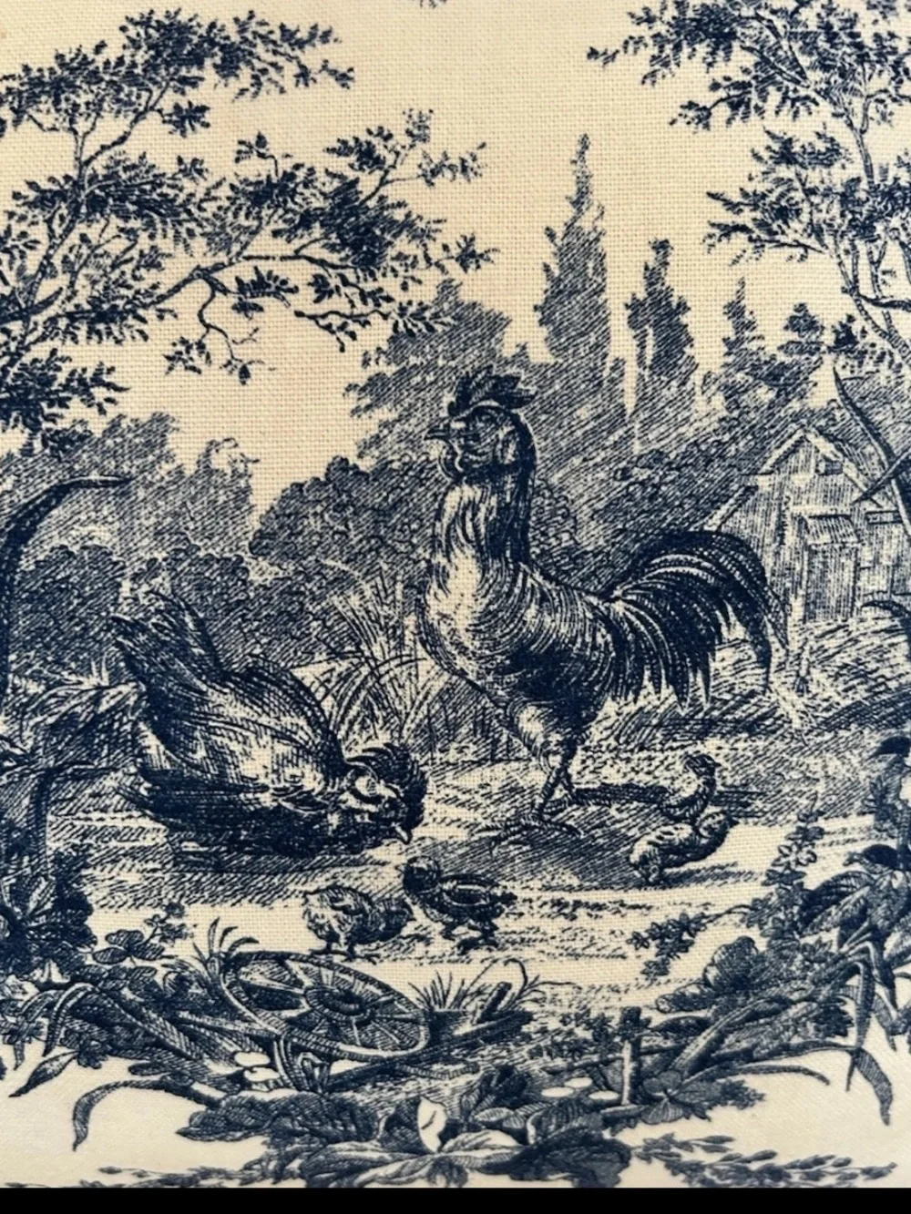 Waverly Throw Pillow La Petite Ferme Blue White Toile Rooster French country